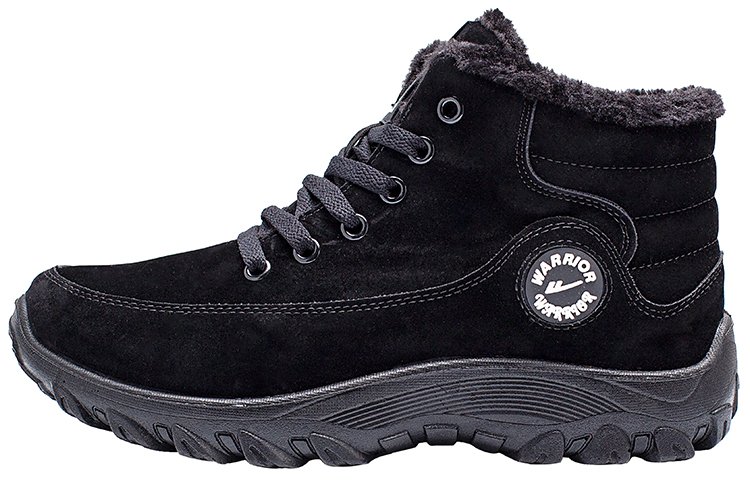 Warrior comes back to the trend, velvet thickened cotton shoes, warm and wear-resistant, trendy and versatile, short-leg outdoor boots, men's black