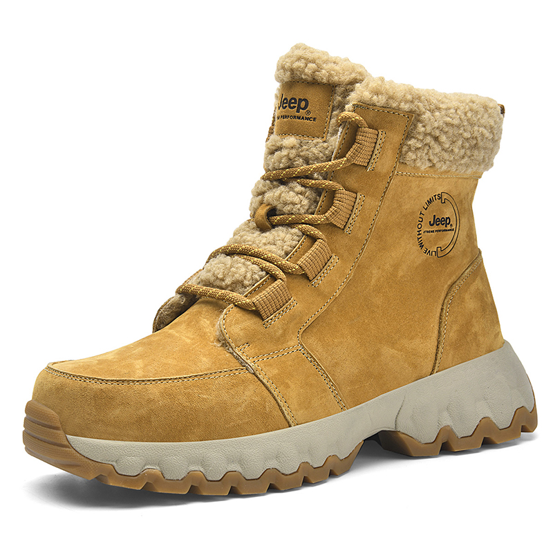 Jeep Fabric Fleece Lined Thermal, Slip Resistant, Abrasion Resistant High top Outdoor Shoes Men’s Yellow