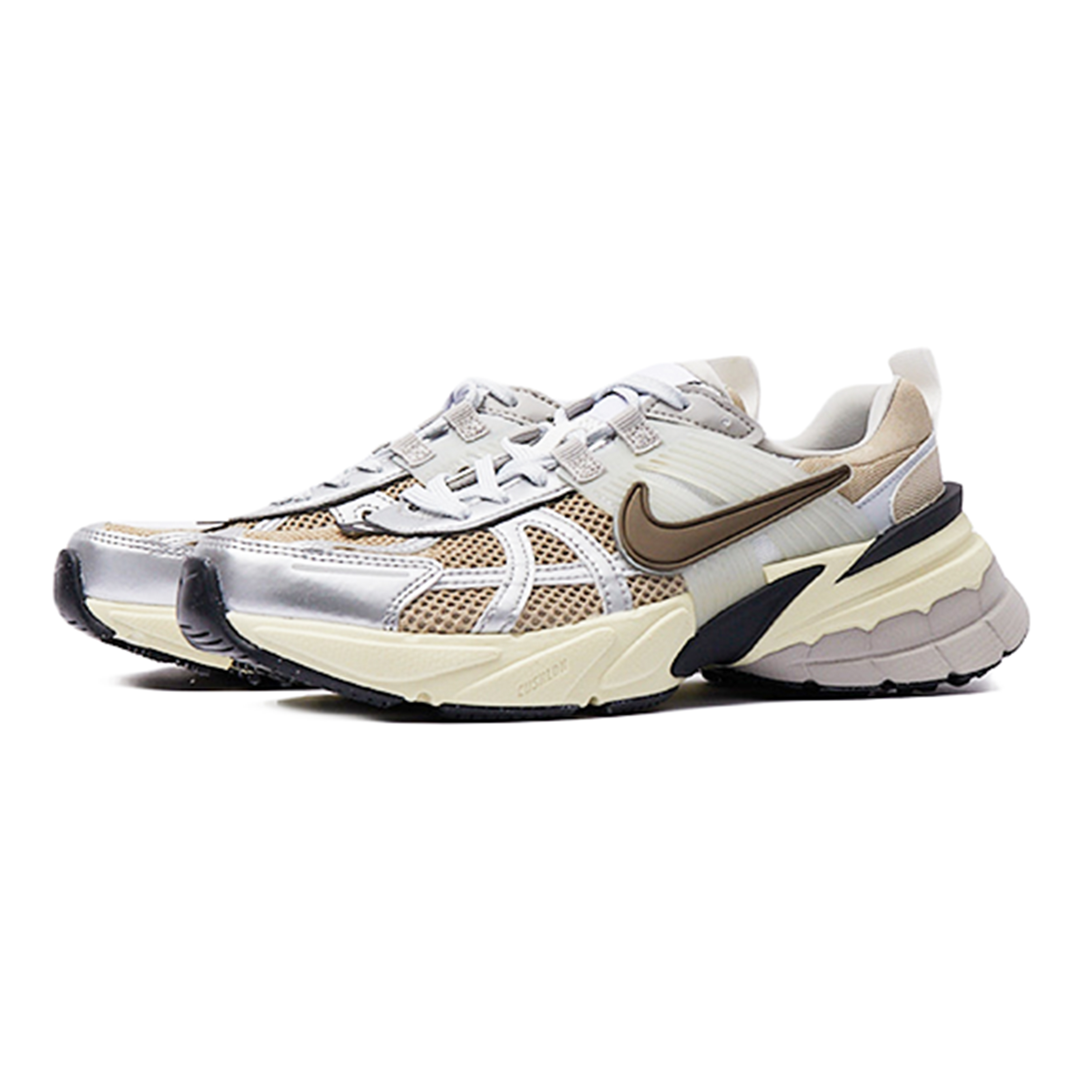 Nike V2K Run Slip Resistant Slip Resistant Low top Casual Running Shoes Women’s Brown Silver