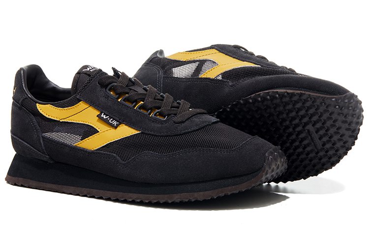 Norman Walsh Leather, Mesh Cushioning Abrasion Resistant Lightweight Low top Training Running Shoes Unisex Black Yellow