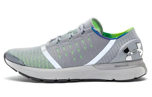 Under Armour Textile, Synthetic Leather Abrasion Resistant Breathable Low top Running Shoes Men's Gray Green