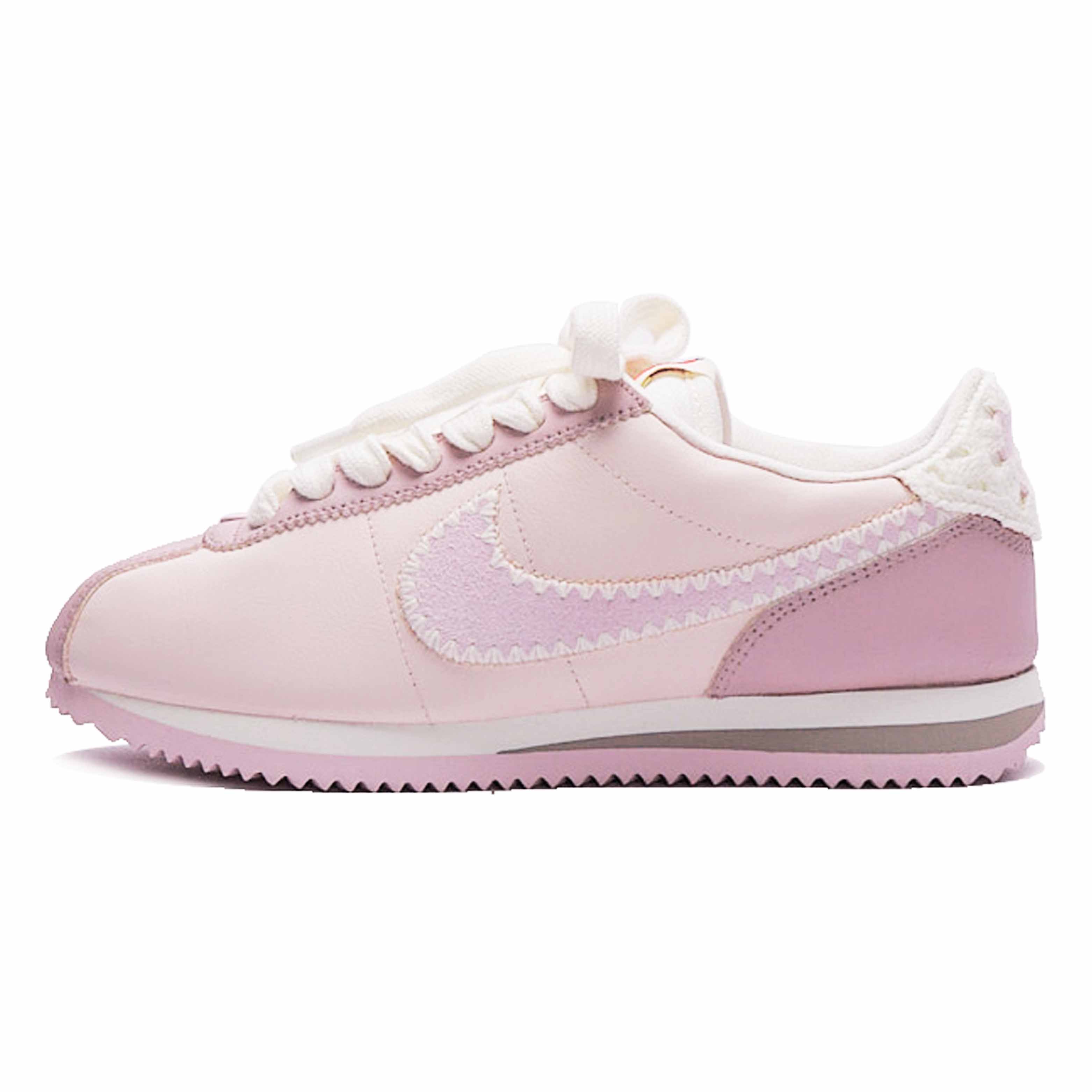 Nike Cortez Leather Slip Resistant Abrasion Resistant Low top Casual Running Shoes Women’s White Pink
