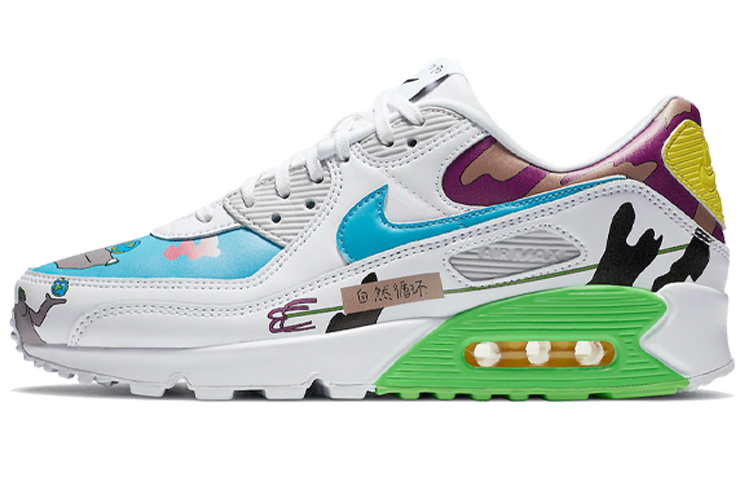 Ruohan Wang x  Nike Air Max 90 винтаж совместное название стиль Граффити модные Низкие кроссовки из синтетической кожи мужские и женские фасон унисекс белый разноцветный