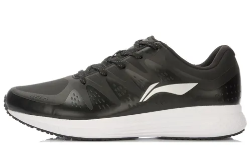 Li Ning Cushioning Lightweight Low top Running Shoes Men's Black Gray White