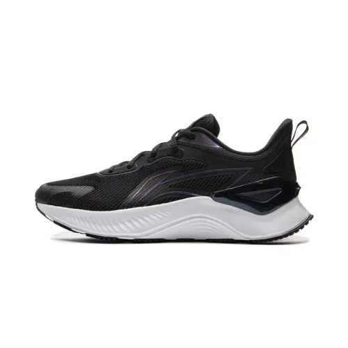 Li Ning Cushioning Slip Resistant Abrasion Resistant Low top Casual Running Shoes Men's Black