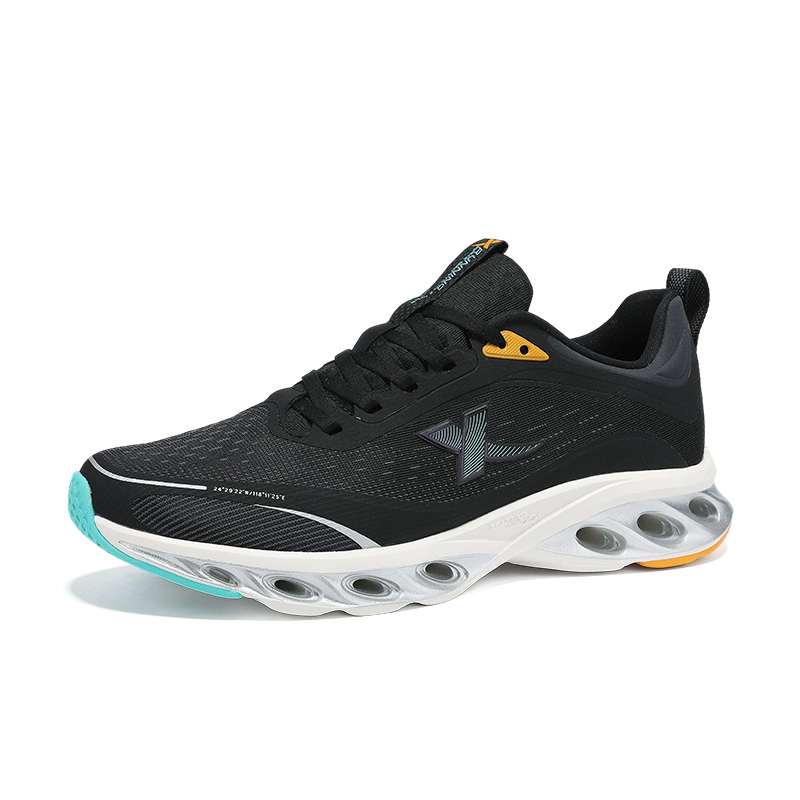 XTEP Cushioning Abrasion Resistant Breathable Low top Casual Running Shoes Men’s Black Aurora Green Ice Cream Yellow