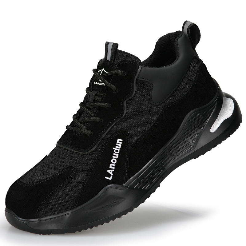 LANOUDUN Safety Shoes Men’s Impact Resistant Fabric Cushioning Rebound Impact Resistant Lightweight Low top