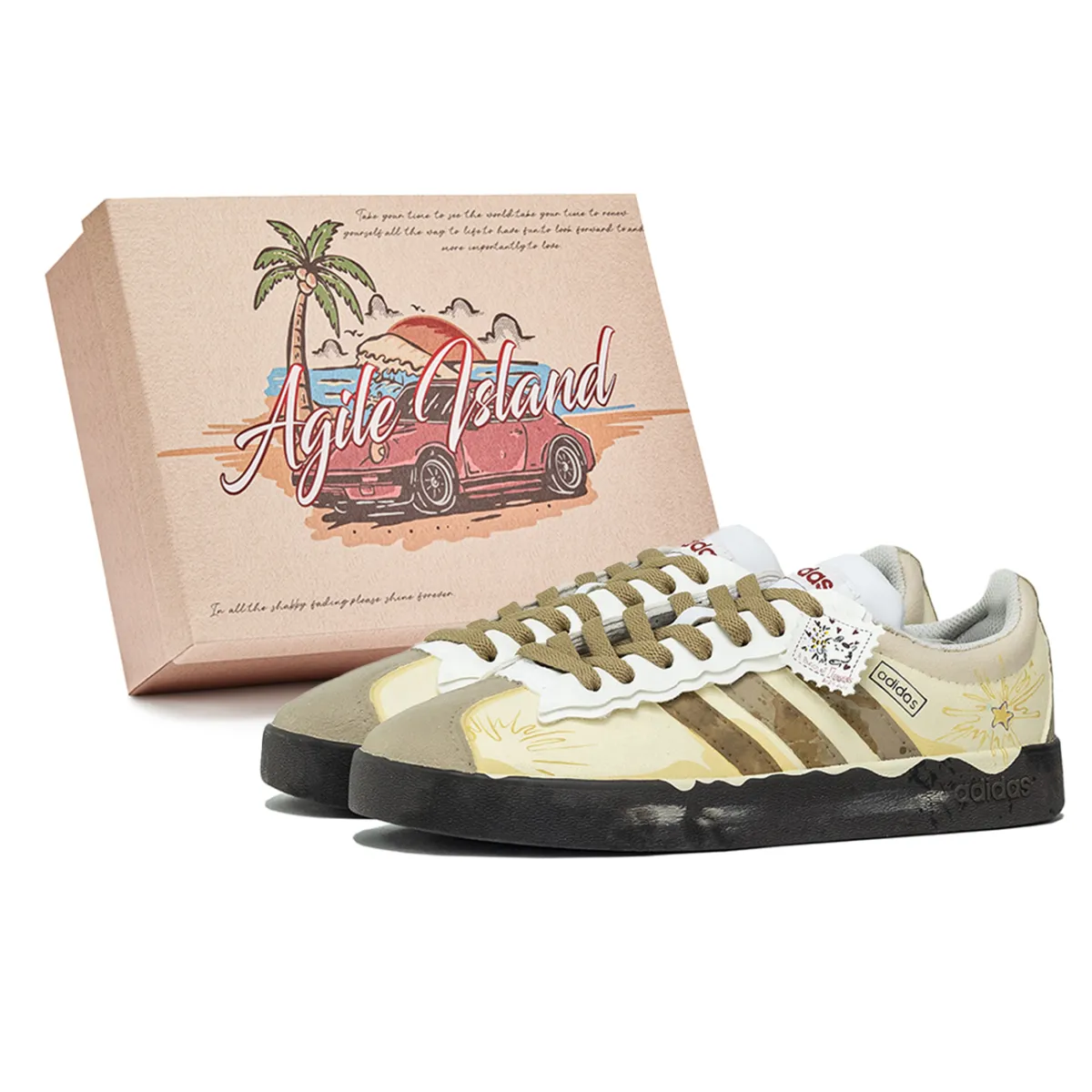 Adidas VL COURT 2.0 Lively Island, Box, Honey Jar Abrasion Resistant Abrasion Resistant Low top Skateboard Shoes Unisex