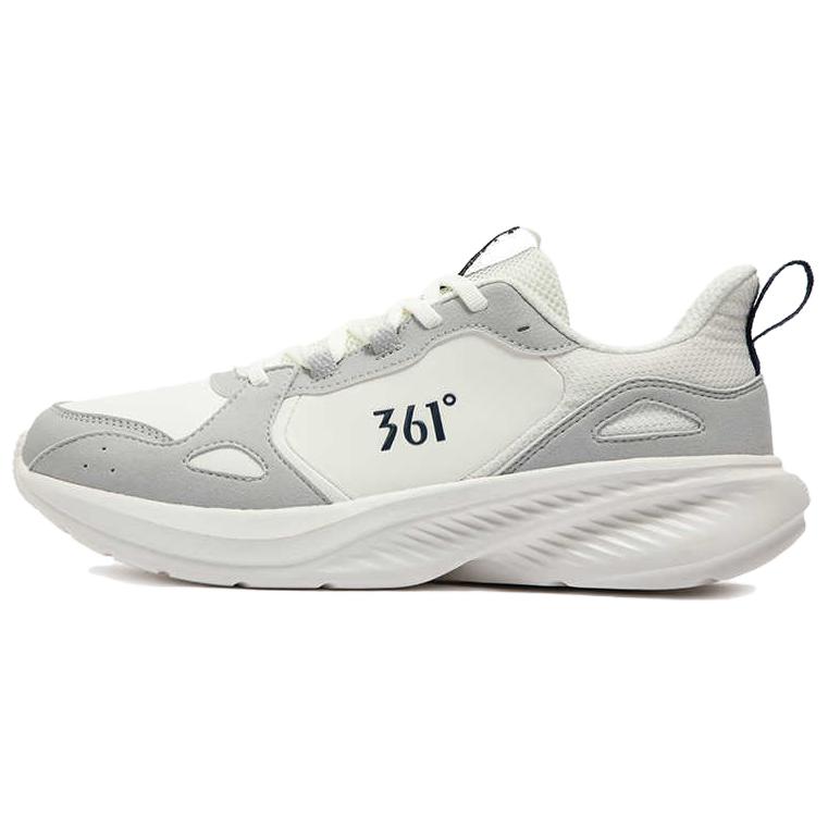 361° Synthetic Leather, Mesh Abrasion Resistant Rebound Low top Casual Sprint Running Shoes Men’s White Gray