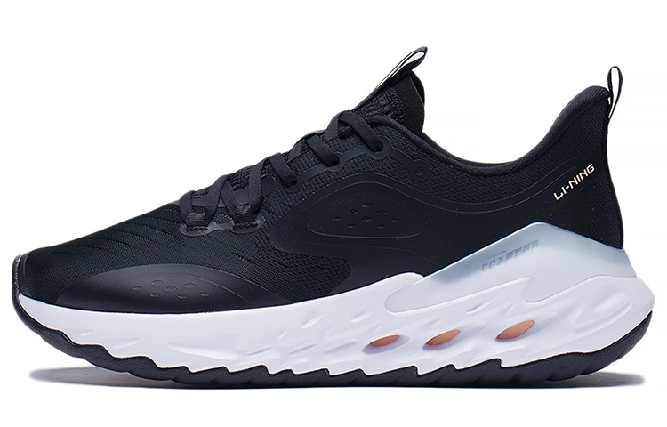 Li Ning Comfortable Cushioning Slip Resistant Abrasion Resistant Lightweight Low top Running Shoes Men’s Black
