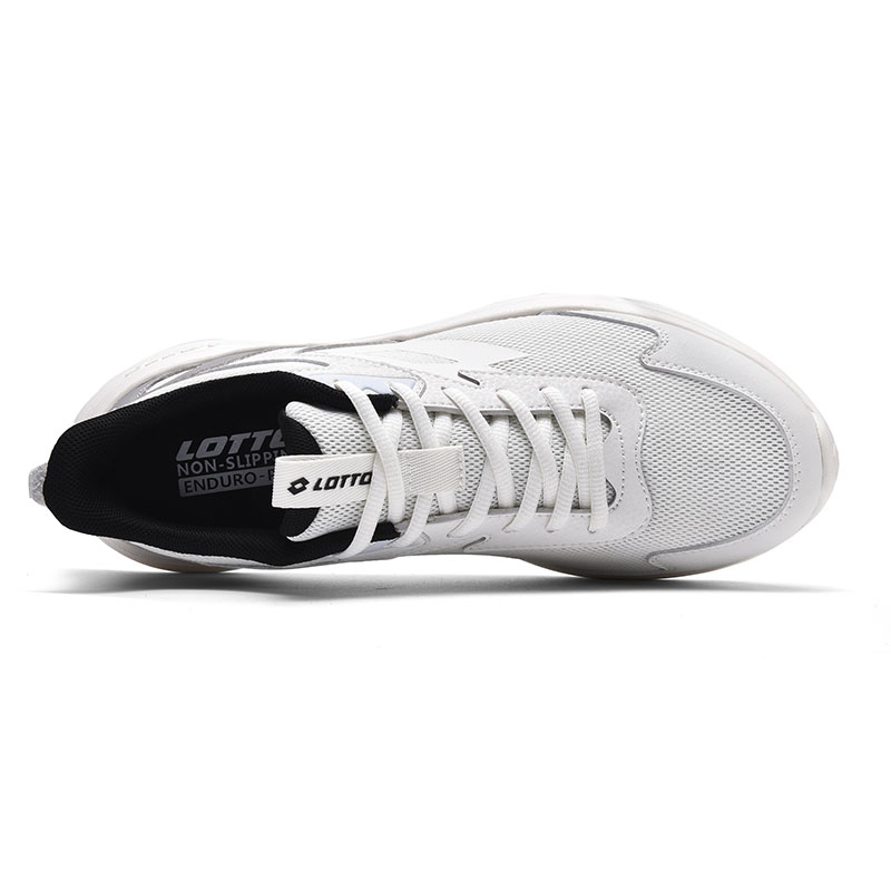 LOTTO Textile, Synthetic Leather Cushioning Slip Resistant Abrasion Resistant Low top Running Shoes Men’s White Blue