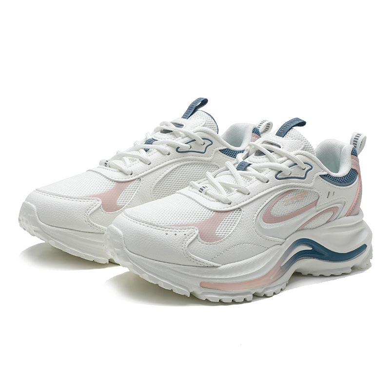 XTEP Fashion Trend Slip Resistant Abrasion Resistant Low top Outdoor Shoes Women’s Sail White Light Pink Deep Blue