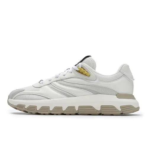 FILA Avant Garde Collection Textile, Synthetic Leather Abrasion Resistant Low top Running Shoes Men's Milk White