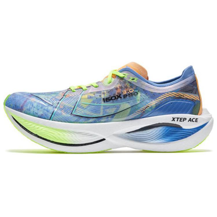 XTEP 160X 3.0 Pro Cushioning Slip Resistant Abrasion Resistant Low top Running Shoes Men’s Blue Green Orange
