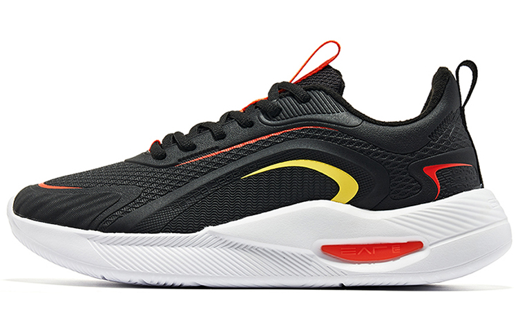 Erke Textile, Synthetic Leather Abrasion Resistant Breathable Rebound Low top Running Shoes Men’s Black Red