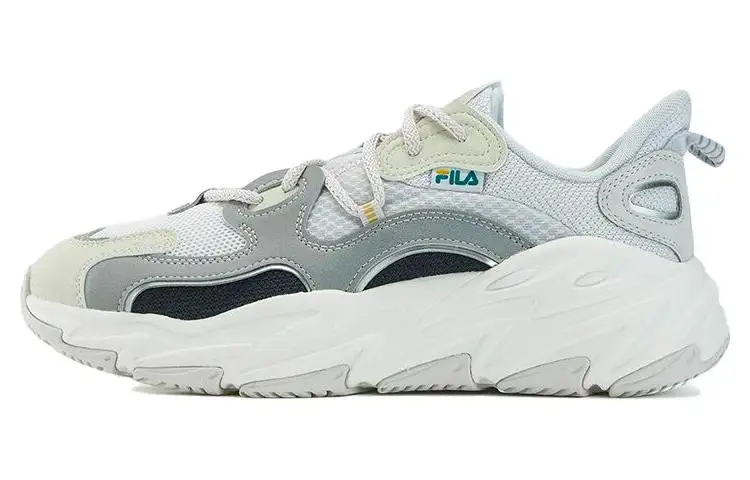 FILA Comfortable Textile, Synthetic Leather Low top Running Shoes Women's Gray White