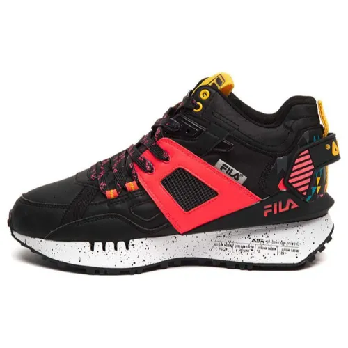 FILA Comfortable Abrasion Resistant Breathable Abrasion Resistant Breathable Low top Running Shoes Women's Black Red