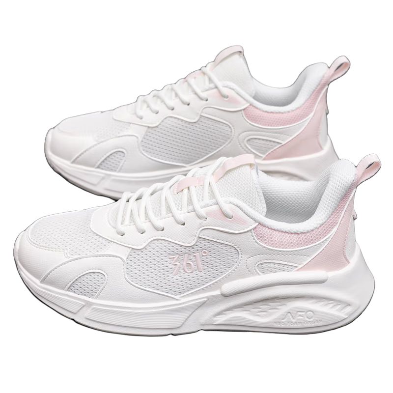 361° Slip Resistant And Breathable Low top Sprint Running Shoes Women’s White Pink