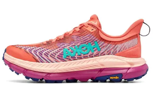 HOKA ONE ONE Mafate Speed 4 Cushioning Anti-Slip Wear-Resistant Breathability Low-Top Running Shoes Women's Peach Pink