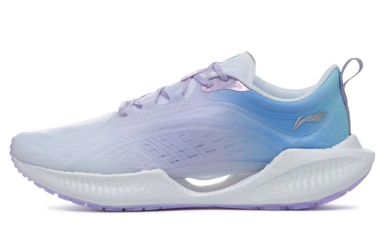 Li Ning Super Light 19 Fabric Cushioning Slip Resistant Abrasion Resistant Low top Running Shoes Women’s Purple Blue