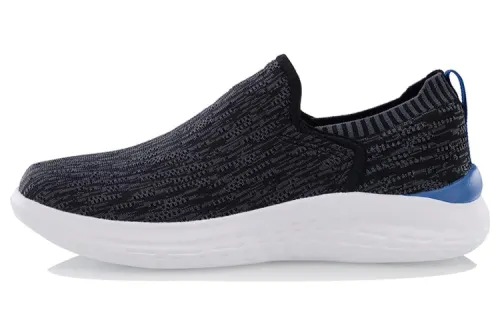 Li Ning Fabric Cushioning Slip Resistant Abrasion Resistant Lightweight Low top Running Shoes Men's Black Blue