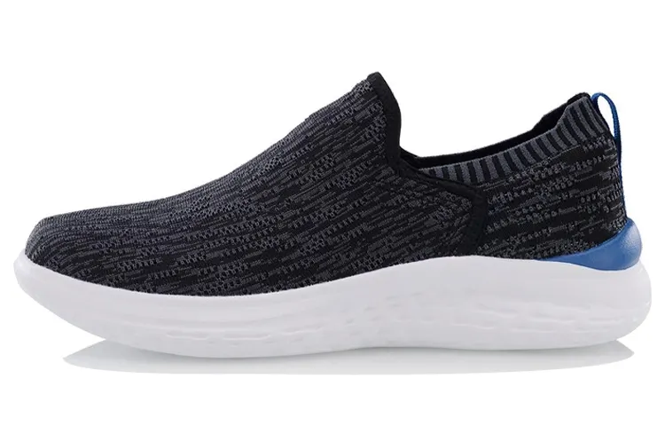 Li Ning Fabric Cushioning Slip Resistant Abrasion Resistant Lightweight Low top Running Shoes Men's Black Blue