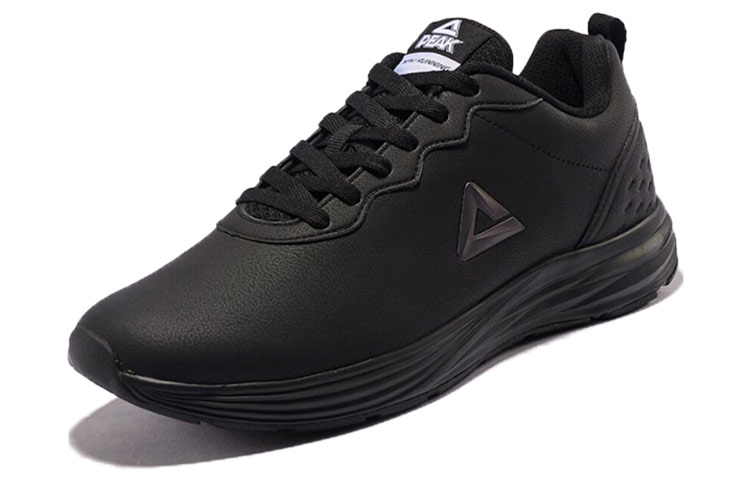 PEAK Synthetic Leather Cushioning Slip Resistant Abrasion Resistant Low top Running Shoes Men’s Black