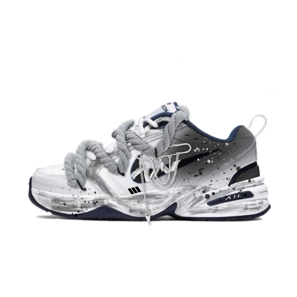 Nike Air Monarch 4 Gray Zone Synthetic Leather Slip Resistant Abrasion Resistant Slip Resistant Abrasion Resistant