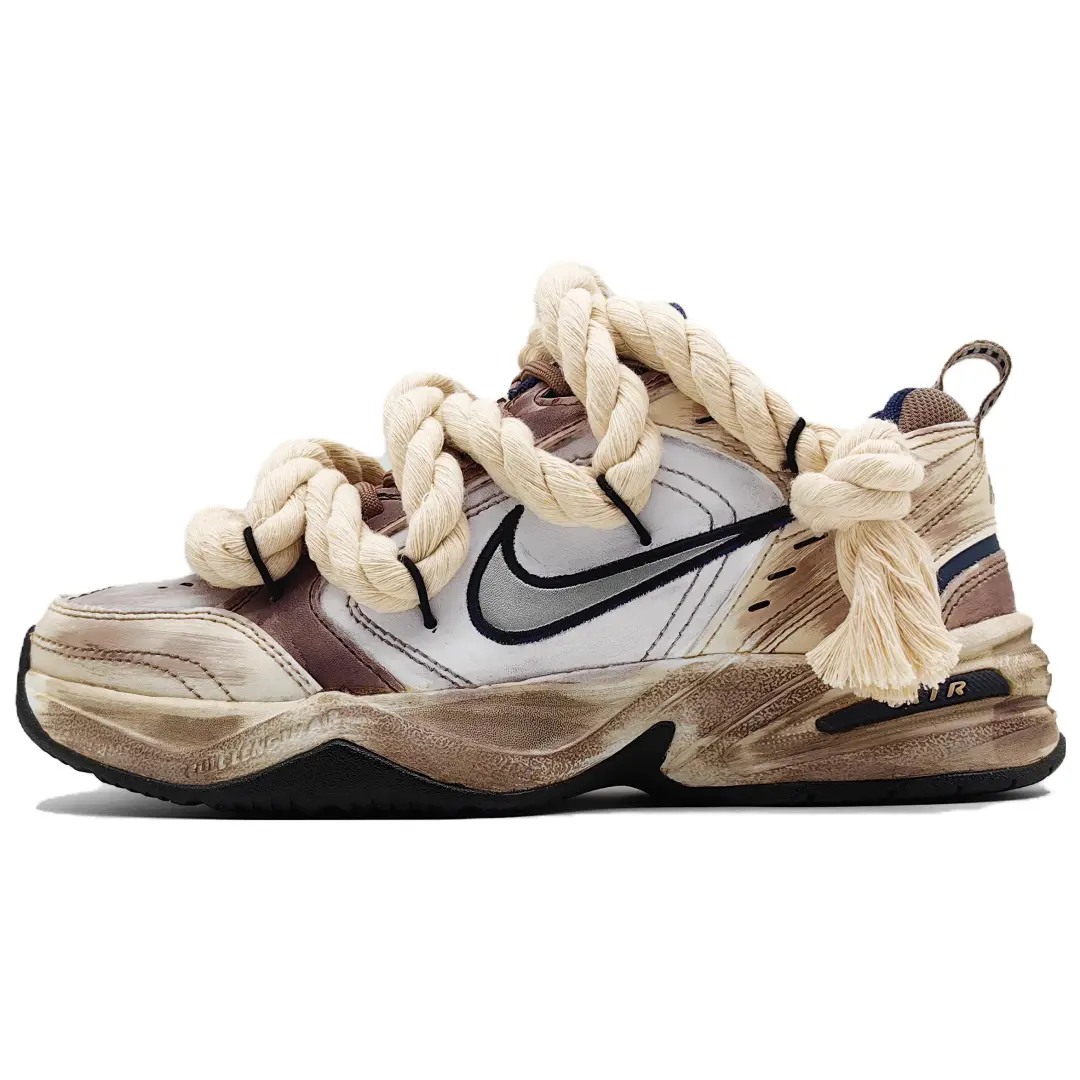 Nike Air Monarch 4 Slip Resistant, Abrasion Resistant, Height Increasing Low top Chunky Sneakers Unisex Gray White