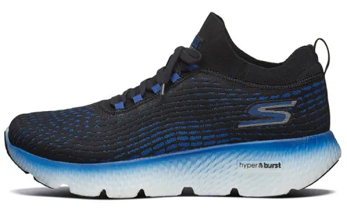Skechers Synthetic Leather, Textile Abrasion Resistant Low top Running Shoes Men's Black Blue