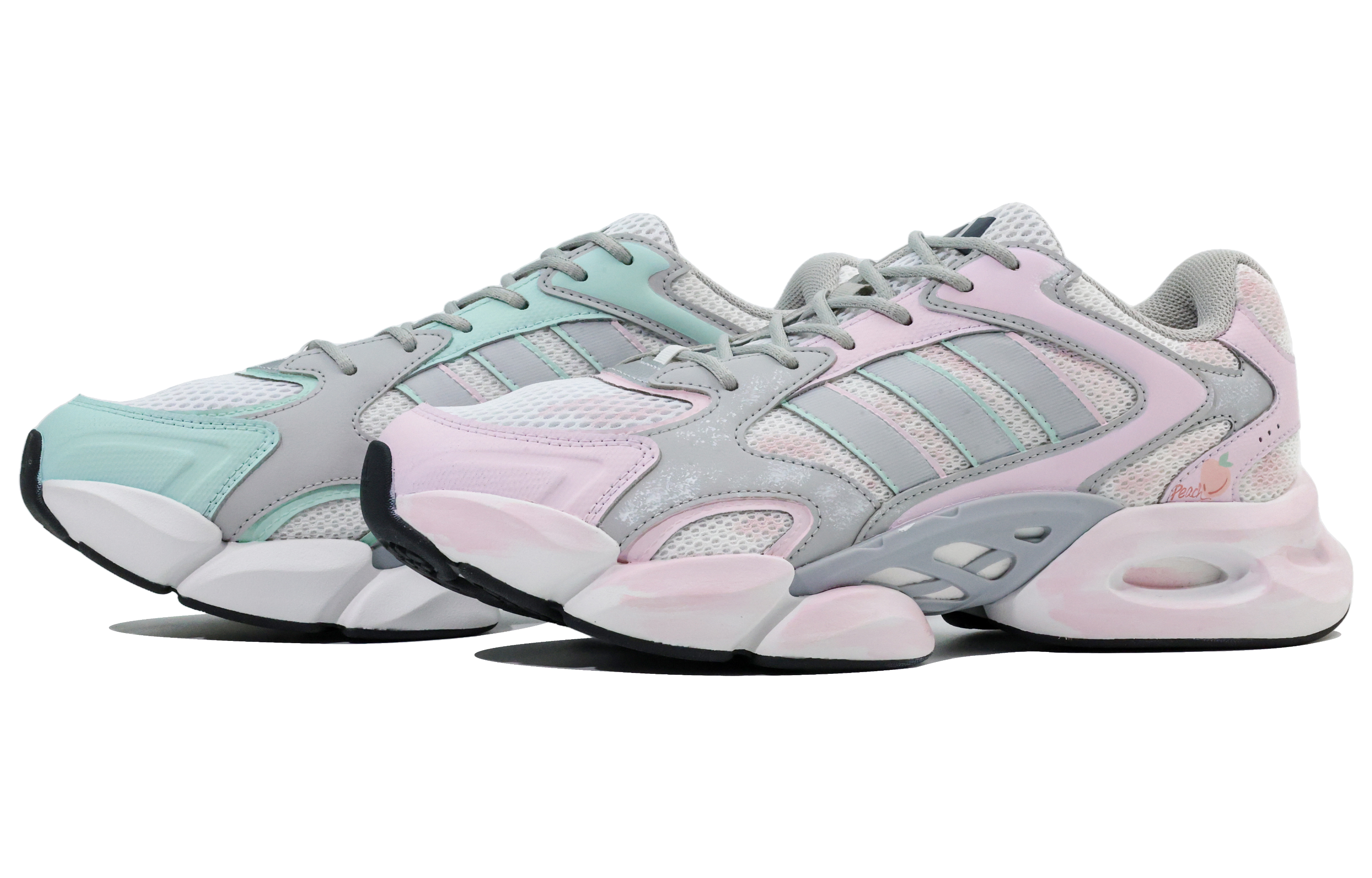 Adidas MEGASTRIDE Abrasion Resistant Low top Running Shoes Unisex Gray Pink Green