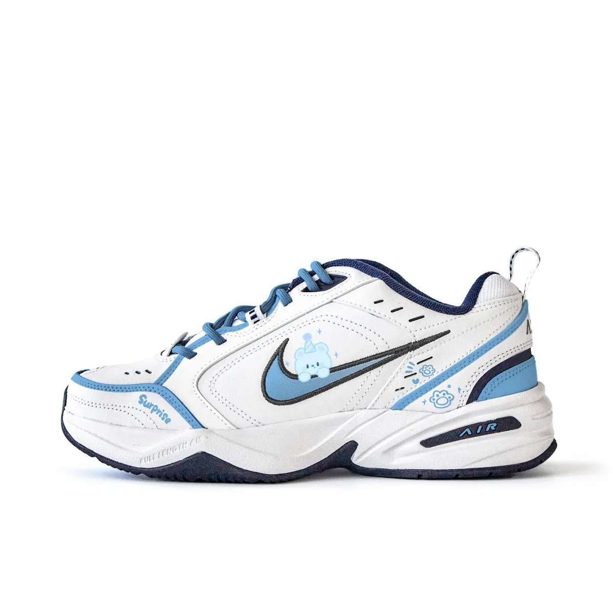 Nike Air Monarch 4 Misty Chill, Small Flower Slip Resistant Abrasion Resistant Low top Chunky Sneakers Unisex Sky Blue