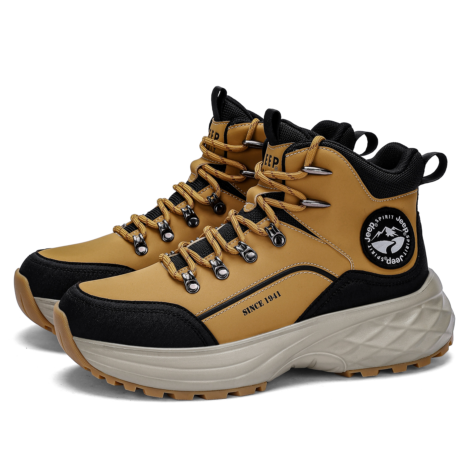JEEP SPIRIT Cushioning Abrasion Resistant Coverage Lightweight Thermal Height Increasing High top Outdoor Shoes Men’s
