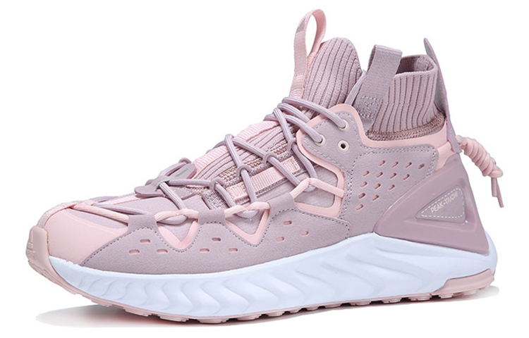 PEAK Cushioning Slip Resistant Abrasion Resistant Support Coverage Mid top Running Shoes Women’s Gray Pink