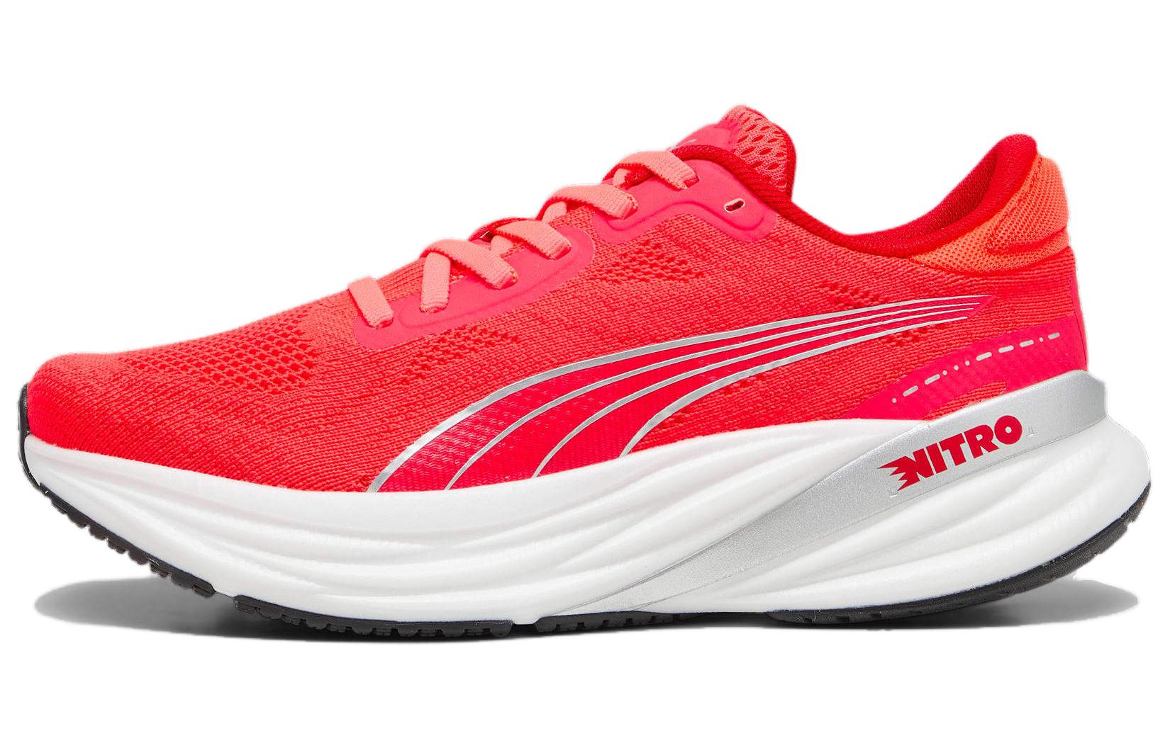 PUMA Magnify Nitro 2 Slip Resistant Slip Resistant Abrasion Resistant Low top Running Shoes Women's Red White