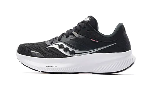 Saucony Ride 16 Mesh Cushioning Slip Resistant Abrasion Resistant Low top Sprint Running Shoes Women's Black White