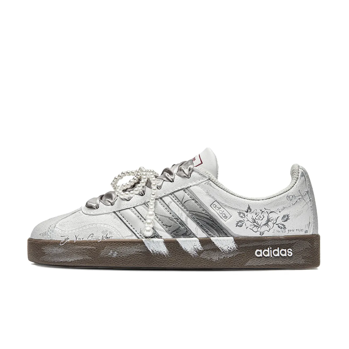 Adidas VL COURT 2.0 Flower Creek Cushioning Abrasion Resistant Cushioning, Wear Resistant Low top Skateboard Shoes