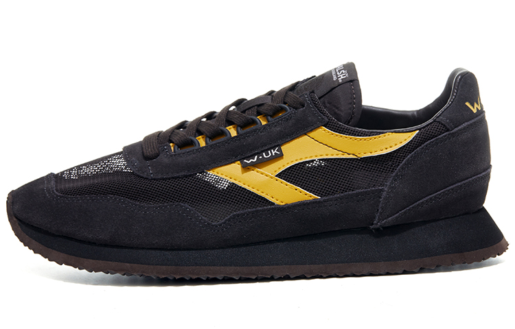 Norman Walsh Leather, Mesh Cushioning Abrasion Resistant Lightweight Low top Training Running Shoes Unisex Black Yellow