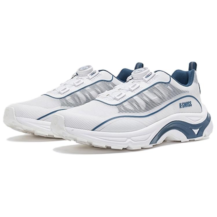 K·SWISS Slip Resistant Abrasion Resistant Low top Running Shoes Unisex White Blue