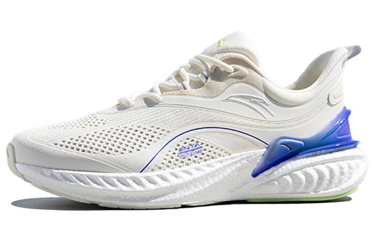 Anta Cushioning Anti-Slip Wear-Resistant Breathability Low-Top Running Shoes Men’s White Green Purple Mesh