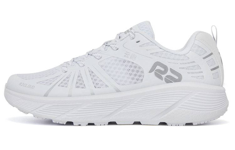 R2 REALRUN Cushioning Abrasion Resistant Lightweight Breathable Slip Resistant Low top Running Shoes Unisex Moon White