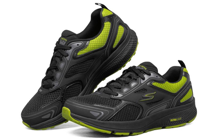 Мужские кроссовки Skechers (черно-зеленые) — Чёрныйжёлтый — фото 3