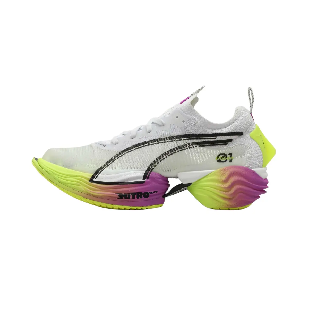 PUMA Comfortable Fabric Cushioning Breathable Cushioning Breathable Low top Running Shoes Women's White Yellow