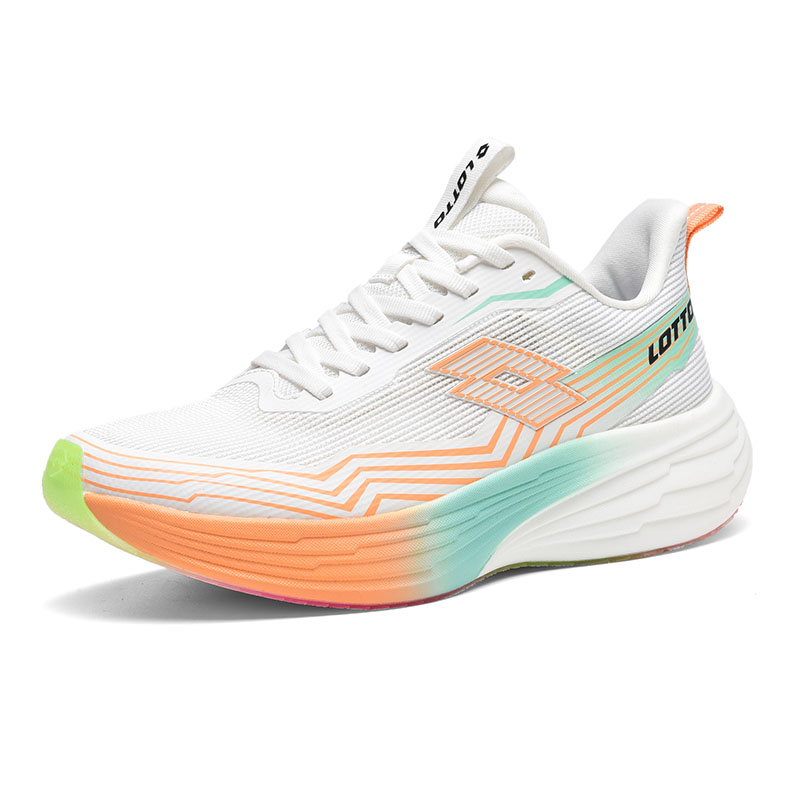 LOTTO Slip Resistant Abrasion Resistant Low top Carbon Plate Training Running Shoes Women’s White/Peach Green