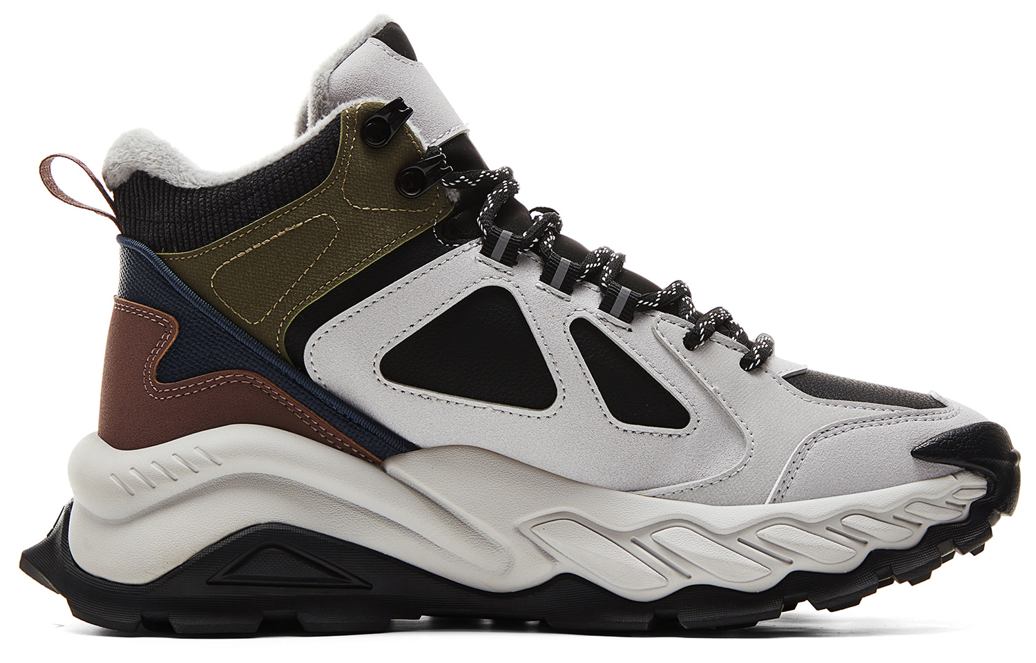 PEAK Cushioning Slip Resistant Rebound Cushioning Slip Resistant Rebound Mid top Outdoor Shoes Men’s Gray Black