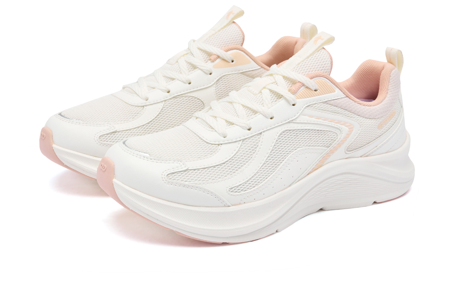 QIAODAN Rebound Abrasion Resistant Lightweight Breathable Slip Resistant Low top Running Shoes Women’s Ivory