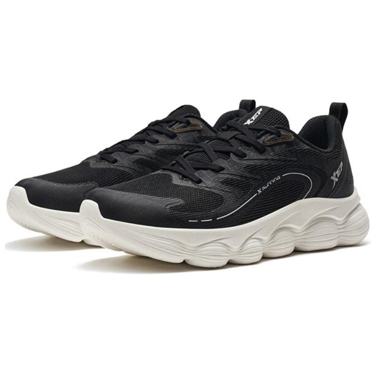 XTEP Comfortable Cushioning Slip Resistant Low top Running Shoes Men’s Black White