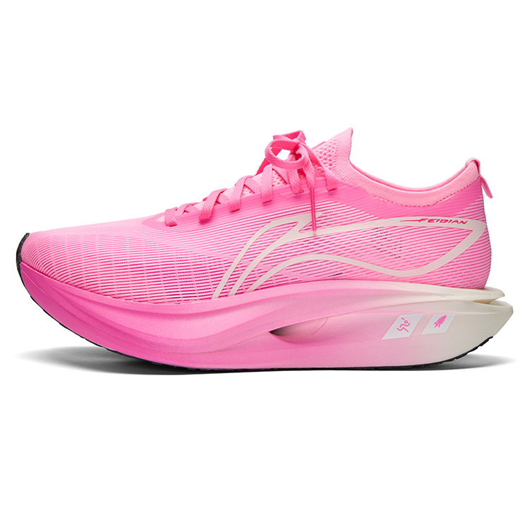 LiNing Li Ning Feidian 5 ELITE Super Technology Carbon Plate Silk Upper Jogging Shock Absorption Anti-Slip Rebound Low-top Marathon Training Physical Test Racing Running Shoe Same Style for Men and Women Sakura Pink