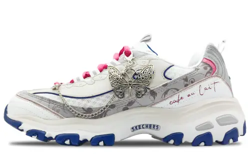 Skechers D'Lites 1.0 Slip Resistant Abrasion Resistant Coverage Support Low top Chunky Sneakers Women's Ecru Gray