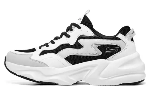 Skechers BOBS BAMINA 2 D'LITES Abrasion Resistant Height Increasing Low top Chunky Sneakers Men's Black White